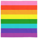 LGBTQIA 8 Stripe Rainbow - Gilbert Baker Gay Pride Flag Striped LGBT-Polyester jersey knit 24 inch square bandana, kerchief, handkerchief, hanky, neckerchief, do-rag, facemask, headscarf, babushka, hankey. GLBT LGBT LGBTQ LGBTQIA LGBTQX LGBTQ Plus LGBTQ+ Gay Lesbian Trans Transgender Queer Nonbinary Gender Sexuality Pride Rights original 8 stripe rainbow bandanas.-Horizontal Stripes-