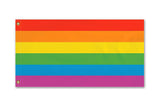 LGBTQ Pride Flag, Classic LGBTQIA Rainbow Striped Banner, Custom Flag-High Quality, Professionally printed LGBTQ rainbow striped pride flag. Single or double sided, grommets or pole sleeve / pocket. 2x1 ft / 1x2 ft, 3x2 ft / 2x3 ft, 3x5 ff / 5x3 ft. Fully customizable. Classic Traditional LGBT GLBT LGBTQIA LGBTQI LGBTQ LGBTQIA Gay Pride Equality Protest March Festival Pole Banner Flag.-5 ft x 3 ft-Standard-Grommets-