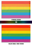 LGBTQ Pride Flag, Classic LGBTQIA Rainbow Striped Banner, Custom Flag-High Quality, Professionally printed LGBTQ rainbow striped pride flag. Single or double sided, grommets or pole sleeve / pocket. 2x1 ft / 1x2 ft, 3x2 ft / 2x3 ft, 3x5 ff / 5x3 ft. Fully customizable. Classic Traditional LGBT GLBT LGBTQIA LGBTQI LGBTQ LGBTQIA Gay Pride Equality Protest March Festival Pole Banner Flag.-
