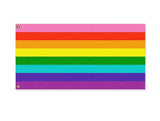 8 Stripe LGBTQ Pride Flag, Gilbert Baker Original Rainbow Design-Original eight stripe LGBT / GLBT / LGBTQIA rainbow striped pride flag as designed by Gilbert Baker. High quality indoor / outdoor pole flag. Single or double sided, grommets or pole sleeve / pocket. Fully customizable. Gay Lesbian LGBTQX Equality Rights Protest March Love is Love Hearts Not Parts Festival Pole Banner -2 ft x 1 ft-Standard-Grommets-