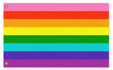 8 Stripe LGBTQ Pride Flag, Gilbert Baker Original Rainbow Design-Original eight stripe LGBT / GLBT / LGBTQIA rainbow striped pride flag as designed by Gilbert Baker. High quality indoor / outdoor pole flag. Single or double sided, grommets or pole sleeve / pocket. Fully customizable. Gay Lesbian LGBTQX Equality Rights Protest March Love is Love Hearts Not Parts Festival Pole Banner -5 ft x 3 ft-Standard-Grommets-