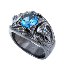 Lord of the Rings: Rings of Men - Dol Guldur Mirkwood Ring, Official-In the latter part of the second age of Middle-Earth Sauron presented nine rings to nine men. This is the ring of "the dungeons of the Necromancer" Dol Guldur, the dark lord's stronghold in Mirkwood. Officially licensed JRR Tolkien LOTR jewelry handcrafted in sterling silver with black ruthenium plating. New with COA-6.5 US-