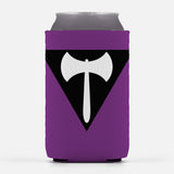 Labrys Lesbian Pride Can Cooler, LGBTQ LGBTQIA LGBTQX Insulator Sleeve-High quality, reusable neoprene beverage insulator sleeve. Fits standard 12oz and 16oz cans or bottles and keeps beverages cold. Easy to clean and foldable for easy storage. Great gift or drink marker for parties. LGBT GLBT LGBTQ LGBTQIA LGBTQX Labrys Flag Lesbian, Purple Axe Symbol, Feminist Pride Accessory-