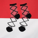 Black Lace Ankle Socks Ladies Sheer Breathable Fishnet Stocking Foot Fetish Fashion See Through Gothic Mesh Hosiery-Bandage-