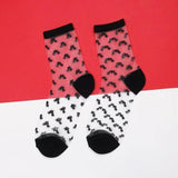 Black Lace Ankle Socks Ladies Sheer Breathable Fishnet Stocking Foot Fetish Fashion See Through Gothic Mesh Hosiery--