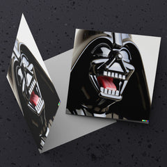 -High quality 5x5in blank folded greeting card on fine cardstock w/envelope. Made-to-order, 2-4 days. Cursed laughing darth vader mask AI Artificial Intelligence illustration iDALLE2 artwork occasion birthday star wars day may 4th party invitation bizarre creepy weird wtf meme disturbing sci-fi science fiction pop art -5x5 inch-1 Card-