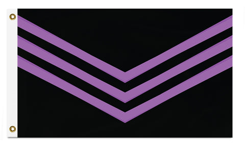 Lavender / Lilac and Black Queer Liberation Flag, Protest Banner-Triple chevron in a purple of defiance, three arrows against fascism & oppression. 

LGBTQ LGBTQX LGBTQIA+ gay lesbian bisexual pan trans nonbinary genderqueer BLM racial gender sexuality feminist intersectional womens poc marginalized liberty rights equality justice united resist anarchist anarcho antifa anti-fascist -5 ft x 3 ft-Standard-Grommets-