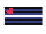 Leather Subculture Pride Flag - 2x1/3x2/5x3/Custom - Fetish BDSM Kink-Quality, professionally made flag. Single or double sided, grommets or sleeve. Fully customizable by request. Black blue white heart Leather subculture lifestyle service fetish kink bdsm bondage sadomaso kinky s&m gay glbt lgbt lgbtq glbtq lgbtqia lgbtqx queer sex mr ms top bottom jack daddy sir festival parade banner-2 ft x 1 ft-Standard-Grommets-