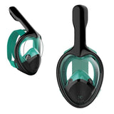 Professional Panoramic Anti-Fog Full Face Snorkeling GoPro Diving Mask-Pro quality hydrodynamic full face snorkeling mask. Anti-fog, 180º panoramic HD view. Two chamber breath apparatus. Improved airflow, easy breathing through mouth & nose. Comfortable food grade, hypoallergenic silicone seals. Dry Top snorkel, submersion auto closure. Auto drain valves. GoPro compatible camera mount. 

-Mint Green-L-XL-
