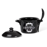 -Fancy 'A bite to Eat' .... Would you dare eat from a vampires pot? Unique Alchemy designed vampire cauldron inspired lidded bowl & matching spoon perfect for soups, broths, cereals & serving. Animal-free Bone China. Genuine Alchemy Gothic product. Ships from USA horror samhain halloween kitchen gothic home decor
-664427053096