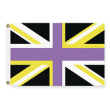 UK Nonbinary Pride Flag LGBTQ LGBTQIA LGBTQX Enby Equality Union Jack-High quality, professionally made polyester Pride flag, single or double sided, grommets or pole pocket. 2x1/1x2ft,3x2/2x3ft,3x5/5x3ft. Fully customizable by request. Transgender LGBT LGBTQ LGBTQIA LGBTQX Trans Rights Equality Protest. Resist United. UK United Kingdom Union Jack England Ireland Scotland Wales British-3 ft x 2 ft-Standard-Grommets-