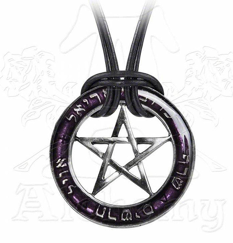 -Alchemy Gothic "Seal of the Sephiroth" Talisman Necklace - From the ancient, Judaic mystical Kabbala, are recited the names of the five elemental rulers (Ariel, K-Black-