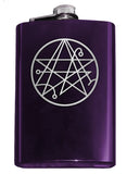 Necronomicon Sigil Engraved 8oz Hip Flask, Stainless Steel Many Colors-Brand New 8oz Flask with Engraved Necronomicon SIgil 8oz Stainless Steel Flask with easy closure screw cap lid. Measures 5.5" tall and 3.75" wide and holds eight shots. Available in your choice of color with optional funnel or gift box with funnel and cups. Ships from the USA

Lovecraft Cthulhu -Purple-Just the Flask-