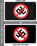 No 45 Protest Flag, Anti-Trump Anti-Fascist Protest Banner NO45 Symbol-High quality, professionally printed polyester flag in your choice of size and style, single or double-sided with blackout layer, grommets or pole pocket / sleeve. 2x1ft / 1x2ft, 3x2ft / 2x3ft, 5x3ft / 3x5ft, custom. Fully customizable. No 45 NO45 Symbol Anti-Trump anti-fascist resistnce protest banner flag, Resist -
