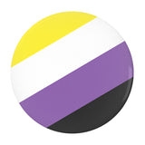 Non-Binary Pride Pinback Buttons, 1.25in 2.25in or 3in LGBTQ LGBTQIA-High quality scratch and UV resistant mylar & metal pinback button. 1.25, 2.25 or 3 inches. Custom made Nonbinary Non-Binary LGBT GLBT LGBTQ LGBTQIA LGBTQX Non Binary Gender Identity Pride, Rights, Equality Flag Stripes.-2.25 inch Round Button-