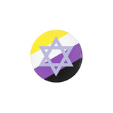 Non-Binary Jewish Pride Buttons, Intersectional LGBTQX LGBTQIA Pins-High quality scratch and UV resistant mylar & metal pinback button. 1.25, 2.25 or 3 inches. Custom made Nonbinary Non-Binary Enby Jew LGBT GLBT LGBTQ LGBTQIA LGBTQX Queer Jewish NB Gender Nonconforming Identity Pride, Visibility Representation Rights Equality-1.25 inch Round Button-