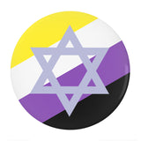 Non-Binary Jewish Pride Buttons, Intersectional LGBTQX LGBTQIA Pins-High quality scratch and UV resistant mylar & metal pinback button. 1.25, 2.25 or 3 inches. Custom made Nonbinary Non-Binary Enby Jew LGBT GLBT LGBTQ LGBTQIA LGBTQX Queer Jewish NB Gender Nonconforming Identity Pride, Visibility Representation Rights Equality-2.25 inch Round Button-