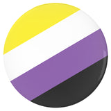 Non-Binary Pride Pinback Buttons, 1.25in 2.25in or 3in LGBTQ LGBTQIA-High quality scratch and UV resistant mylar & metal pinback button. 1.25, 2.25 or 3 inches. Custom made Nonbinary Non-Binary LGBT GLBT LGBTQ LGBTQIA LGBTQX Non Binary Gender Identity Pride, Rights, Equality Flag Stripes.-3 inch Round Button-