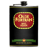 -Funny Olde Fortran Flask. Brand New 8oz stainless steel flask with easy closure screw cap lid with artwork on waterproof vinyl that fully wraps around the flask. Measures 5.5" tall and 3.75" wide and holds eight shots. Choice of just the flask, flask &amp; stainless steel funnel or with gift box containing stainless steel funnel &amp; shot glas-Just the Flask-725185479501