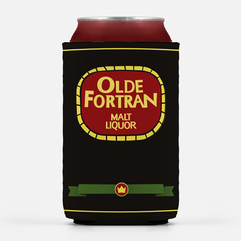 Olde Fortran Beverage Insulator Sleeve Funny SciFi Cartoon Parody Wrap-High quality, reusable beverage insulator sleeve keeps your beverage cool.... just the way your cold robot heart likes them! This classic sci-fi cartoon liquor label parody cooler wrap makes a great gift for those who enjoy a good beer or soda bender or computer programmers who enjoy a good programming language pun. -