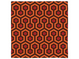 Overlook Pattern Bandana - Orange and Brown - Classic Retro Horror-Polyester jersey knit 24 inch square bandana, kerchief, handkerchief, hanky, neckerchief, do-rag, facemask, headscarf, babushka, hankey. Retro vintage overlook pattern. Classic shining retro horror hotel carpet pattern orange, brown and red abstract geometric hexagon pattern. Halloween goth gothic fashion-