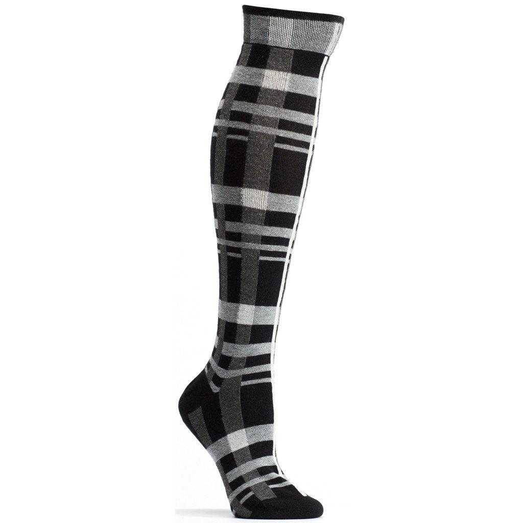 Constructivist Plaid Knee High Socks -Bauhaus goes lumberjack. Women's knee-high socks in a selection of unique constructivist plaid patterns. Shipped from the USA. Made in France 76% Cotton / 23% Nylon / 1% Spandex Sewn with long-fiber, Fair Trade cottons. High quality designer constructivism constructiv long knee-length tall fashion socks.-