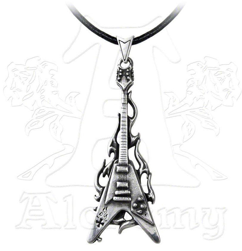 -Alchemy Gothic "Shredder's Axe" Flying V Electric Guitar faux-stretcher Earring

An undeniably aggressive instrument of speed and passion, impaling the ear of the dedicated metalhead.  

Measures roughly 2.56" x 0.87" x 0.31, appearance of a stretcher but fits standard piercing. Made of lead-free fine English pewter with surgical steel post. Designed to fit the right ear only.

 

Genuine Alchemy of England Product - Brand New with Alchemy Lifetime Guarantee
-