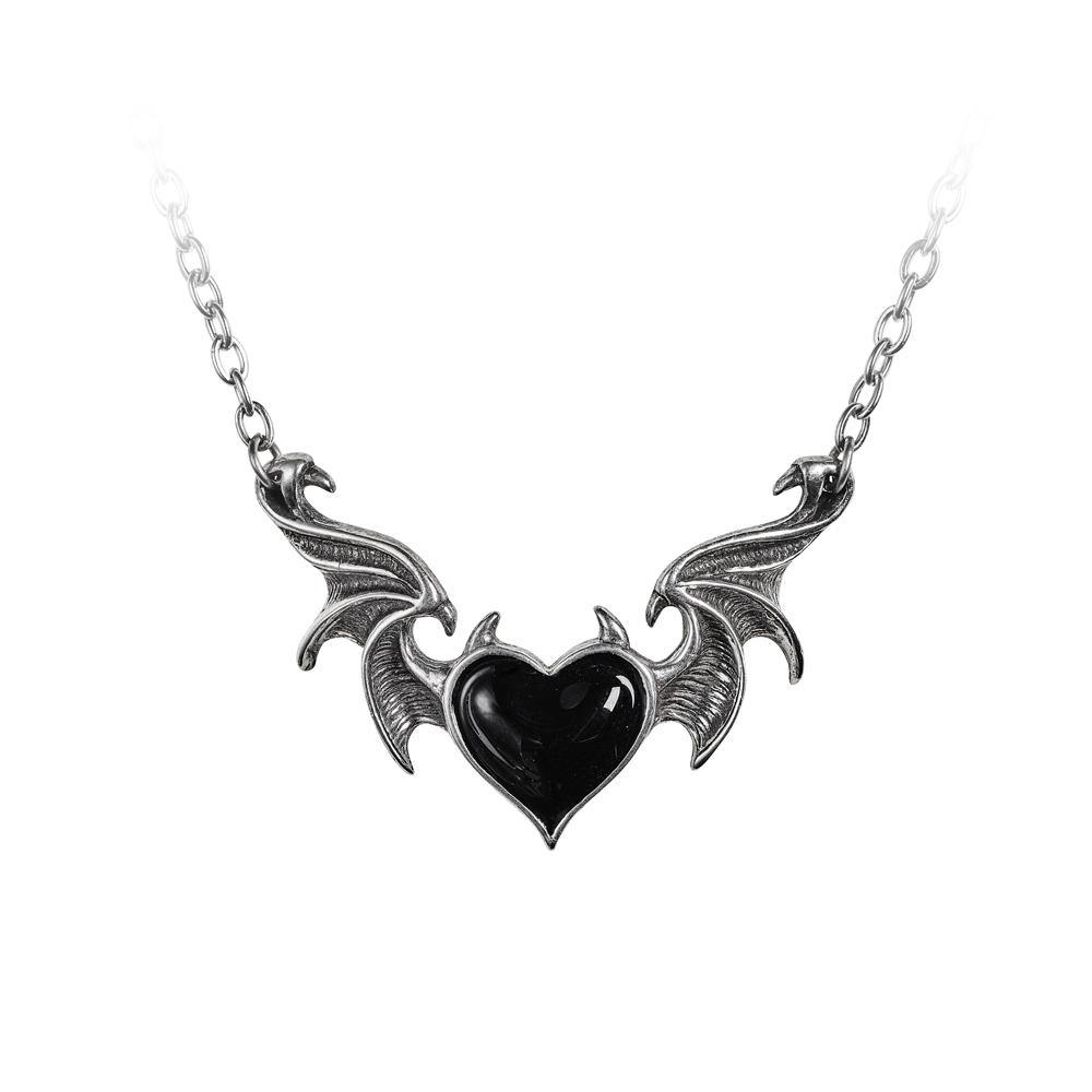 Blacksoul Necklace, Alchemy Gothic - Black Soul Horned Heart Pendant--664427050163