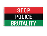 Stop Police Brutality Pan-African Protest Flag, Justice and Equality-High quality, professionally printed polyester flag in your choice of size and style, single or fully double-sided with blackout layer, grommets or pole pocket / sleeve. 2x1ft / 1x2ft, 3x2ft / 2x3ft, 5x3ft / 3x5ft. Fully customizable. Red black and green Marcus Garvey UNIA Afro-American Black Liberation protest banner.-2 ft x 1 ft-Standard-Grommets-