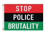 Stop Police Brutality Pan-African Protest Flag, Justice and Equality-High quality, professionally printed polyester flag in your choice of size and style, single or fully double-sided with blackout layer, grommets or pole pocket / sleeve. 2x1ft / 1x2ft, 3x2ft / 2x3ft, 5x3ft / 3x5ft. Fully customizable. Red black and green Marcus Garvey UNIA Afro-American Black Liberation protest banner.-3 ft x 2 ft-Standard-Grommets-