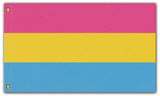 Pansexual Pride Flag LGBTQ LGBTQIA LGBTQX Rights Equality Love Is Love-High quality, professionally printed polyester flag in your choice of size, single or fully double-sided with blackout layer, grommets or pole pocket / sleeve. 2x1ft / 1x2ft, 3x2ft / 2x3ft, 5x3ft / 3x5ft - Fully customizable. Trans Transgender LGBT GLBT LGBTQ LGBTQIA LGBTQX plus Pansexual Pan Pride, Rights, Equality-5 ft x 3 ft-Standard-Grommets-725185481429