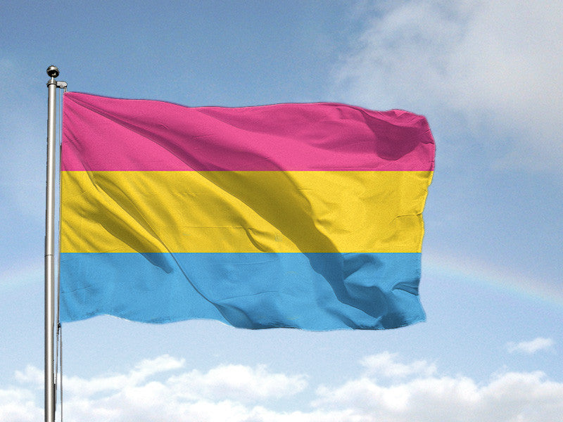 Pansexual Pride Flag LGBTQ LGBTQIA LGBTQX Rights Equality Love Is Love-High quality, professionally printed polyester flag in your choice of size, single or fully double-sided with blackout layer, grommets or pole pocket / sleeve. 2x1ft / 1x2ft, 3x2ft / 2x3ft, 5x3ft / 3x5ft - Fully customizable. Trans Transgender LGBT GLBT LGBTQ LGBTQIA LGBTQX plus Pansexual Pan Pride, Rights, Equality-