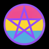 Pansexual Pagan Pride Buttons 1.25in 2.25in or 3in LGBTQ LGBTQIA Pin-High quality scratch and UV resistant mylar & metal pinback button. 1.25, 2.25 or 3 inches. Custom made Intersectional Pansexual Pagan Pride Pin Badge. LGBTQ LGBTQIA LGBTQX visibility representation rights equality. Wicca Wiccan Witch Pentagram Pentacle Pride Stripes-2.25 inch Round Button-