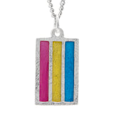 Pansexual Pride Flag Pendant Necklace, Sterling Silve, Made in the USA-Jeweler crafted sterling silver Pansexual Pride Flag pendant with hand-enameled rainbow stripes, on your choice of chain or leather cord. Brand New in jewelers box. Made in and shipped from the USA. Gay Pride, GLBT, LGBT, LGBTQ, LGBTQ+, LGBTQIA, LGBTQX, LGBTQIA Plus, LGBTQ Love is Love Equality Jewelry Gift Pan-Sterling Silver-24" Stainless Steel Curb Chain-