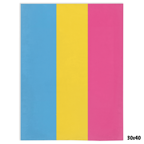 -High quality printed image on a luxurious, soft and warm 100% polyester minky fleece blanket. TDouble-sided blankets are printed on both sides. Single-sided blankets are white on the reverse.This item is made to order. Ships from the USA. Pan Pansexual LGBTQ LGBTQIA LGBTQX pride equality gift striped pink yellow blue-