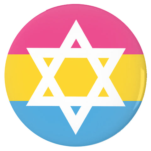 Jewish Pansexual Pride Buttons LGBTQX LGBTQIA LGBTQ Intersectional Pan-High quality scratch and UV resistant mylar & metal pinback button. 1.25, 2.25 or 3 inch. Custom Intersectional Jewish Pansexual Pan Jew LGBTQ LGBTQIA LGBTQX Pride Flag Stripes Queer Pride Pin - Visibility Representation Equality - Hearts Not Parts Love is Love - Magen David Star of David Badge Faith Culture Sexuality-3 inch Round Button-