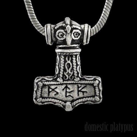 -Alchemy Gothic Bindrune Mjolnir Necklace - Authentic Scandinavian style Thor's Hammer pendant -Silver-664427003923