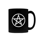 Black Coffee Mug with White Pentacle, 11oz or 15oz-Premium quality mug in your choice of 11oz or 15oz. High quality, durable ceramic. Dishwasher and microwave safe. Hand washing recommended to help prevent fading. Made-to-order & shipped from the USA.

wicca wiccan witchcraft pentacle pentagram star symbol goth gothic pagan yule witch witches samhain halloween gift-