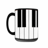 Piano Keybaord Mug, Retro Classic 1980s 1990s Pianist Teacher Gift Cup-Premium quality mug in your choice of 11oz or 15oz. High quality, durable ceramic. Microwave safe. White mugs are dishwasher safe. Handwashing recommened for black mugs to help prevent fading. These coffee cups are made-to-order and typically ships in 2-3 business days from within the US.-15oz-Black-706547491652