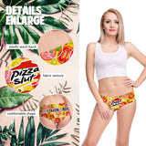 -Super soft, stretchy women's mid-rise briefs with high quality fast food parody print. 92% Polyester, 8% Spandex. 4 sizes - Small, Med, Large, XL. Free shipping. Funny sexy retro y2k 90s hamburger cheeseburger chicken nuggets advertising parody oral sex joke lingerie gift underwear dirty naughty kinky girl-