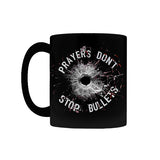 -Premium quality mug in your choice of 11oz or 15oz. High quality, durable ceramic. Dishwasher and microwave safe. Hand washing recommended to help prevent fading. This item is made-to-order & typically ships in 2-3 business days.

sensible gun control vs thoughts and prayers bullet hole protest political GOP NRA USA-11oz-Black-