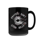-Premium quality mug in your choice of 11oz or 15oz. High quality, durable ceramic. Dishwasher and microwave safe. Hand washing recommended to help prevent fading. This item is made-to-order & typically ships in 2-3 business days.

sensible gun control vs thoughts and prayers bullet hole protest political GOP NRA USA-