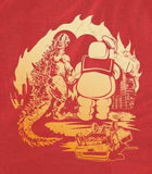 -A love neither could deny, in a city that didn't stand a chance.Mens / unisex style graphic tee, designed and professionally silkscreen printed in the USA. Solid colors are 100% cotton. Heather colors are cotton polyester blend. Typically ships in 2-3 business days. retro vintage style screenprinted kaiju love t-shirt-Small-Red-