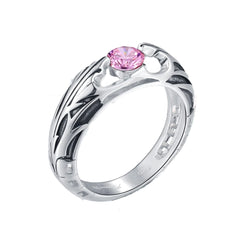 -Inspired by Lightning (Eclair Farron) in the Final Fantasy XIII game series. Handcrafted in .925 sterling silver with intricate pattern inspired by the FFXIII symbol set with a soft pink cz. Free Shipping Worldwide. Not to be confused with the cheap alloy knock-offs. This is a high quality, genuine silver FF 13 ring. -6 / 51.8mm / L.5-