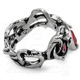 -Alchemy Gothic "Passion" Thorn Vine Ring

The tortuous thorns of self sacrifice bleed with tears of Swarovski crystal.

Approximate measurements based on Size 10/T: 0.94" x 1.1" x 0.79"

Hand crafted in England of lead-free, fine English Pewter with Genuine Swarovski Elements.

Genuine Alchemy Gothic Product - Brand New with Alchemy Lifetime Guarantee
-