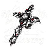 -Alchemy Gothic Thorn Vine PASSION Ring. The tortuous thorns of self sacrifice bleed with tears of Swarovski crystal. -