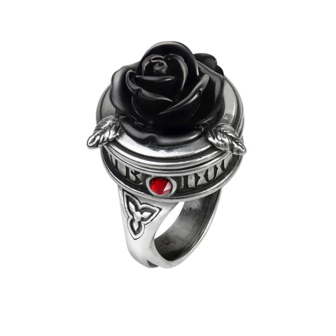 -Beneath a black rose, (a revered symbol of secrecy for hundreds of years), a secret compartment accessed via a sprung top with magnetic swivel. Handcrafted in England of lead-free, fine English Pewter & resin. Genuine Alchemy Gothic jewelry, Brand New with Lifetime Guarantee. Imported from the UK. Shipped from the USA-Size L / 6 US-664427043295
