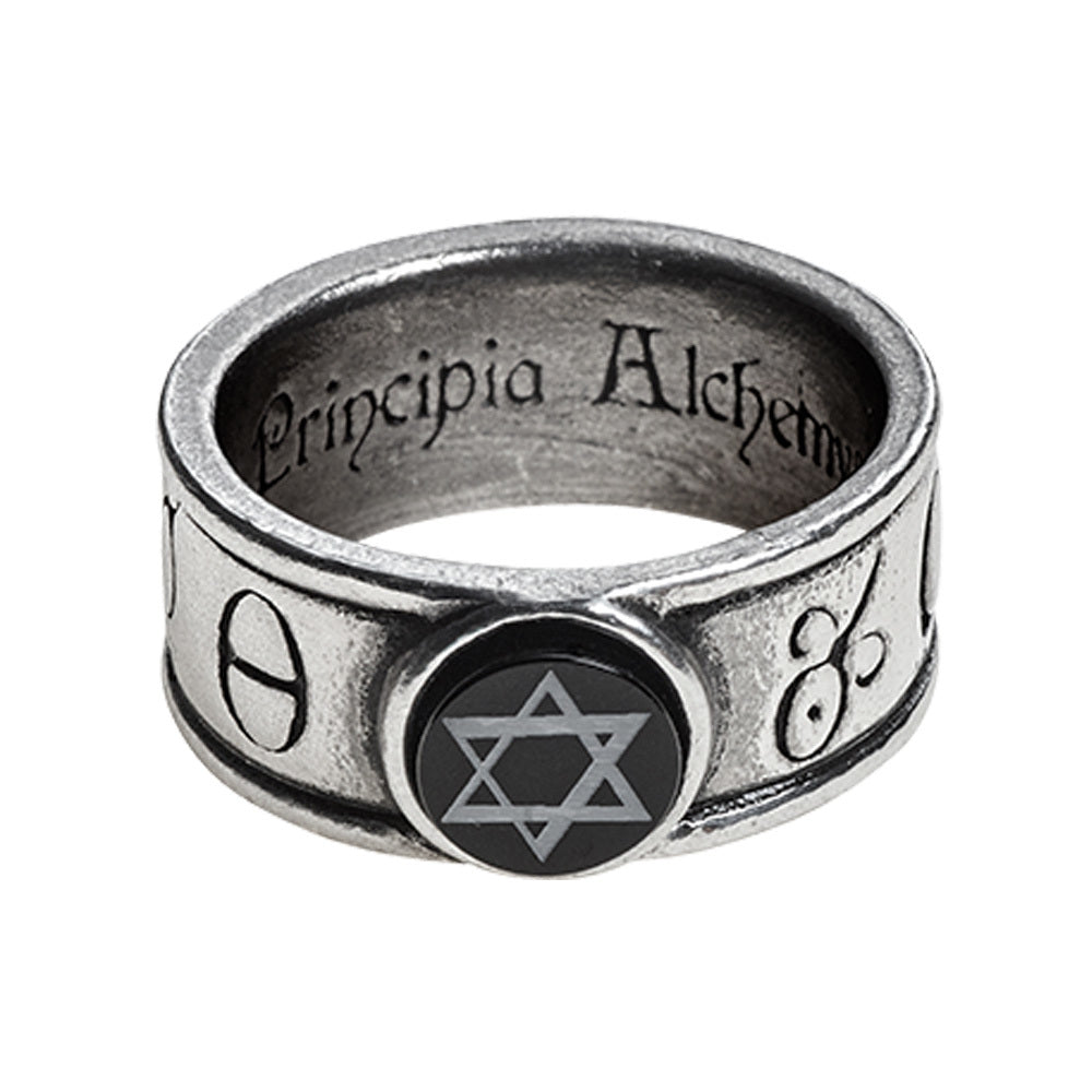 -Alchemy Gothic AGLA SIgil Ring - Five magical talismans of profit and protection.The central Kabbalistic sigillum 'Agla', stands for 'Thou art mighty forever, O Lo-Size Q - 57.6mm - 8 US-Black-664427047873