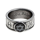 -Alchemy Gothic AGLA SIgil Ring - Five magical talismans of profit and protection.The central Kabbalistic sigillum 'Agla', stands for 'Thou art mighty forever, O Lo-Size Q - 57.6mm - 8 US-Black-664427047873