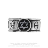-Alchemy Gothic AGLA SIgil Ring - Five magical talismans of profit and protection.The central Kabbalistic sigillum 'Agla', stands for 'Thou art mighty forever, O Lo-